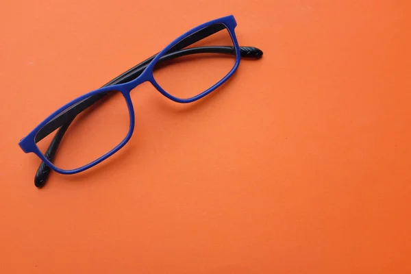 Close Flat Lay Modern Glasses Eyewear Spectacles Glasses Glasses Blue — стоковое фото