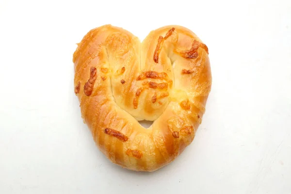 Delicioso Casero Pan Recién Horneado Panadería Forma Corazón Pretzels Suaves —  Fotos de Stock