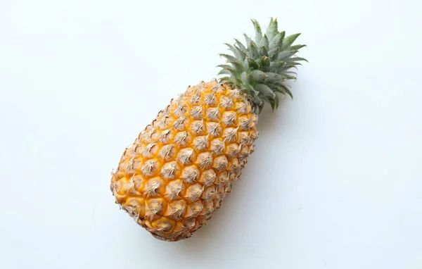 Kopierraum Und Draufsicht Flach Lag Frisch Eine Ananas Ananas Comosus — Stockfoto