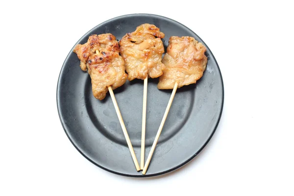 Bâton Grill Porc Thaï Ping Moo Avec Bâton Bambou Dans — Photo