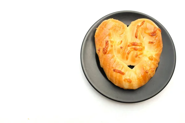 Lezzetli Yapımı Ekmek Taze Pişmiş Kalp Şeklinde Fırın Yumuşak Krakerler — Stok fotoğraf
