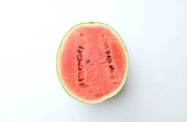 Halb Reife Wassermelonen Citrullus Lanatus Scheiben Schneiden Dreiecke Isolieren Auf — Stockfoto