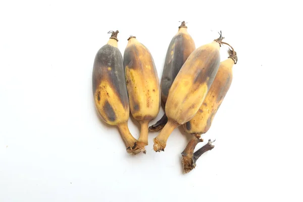 Verdorbene Verfaulte Bananenliegen Verrottete Alte Schwarze Verschimmelte Bananen Auf Einem — Stockfoto