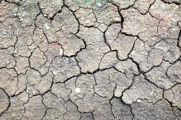 干裂的土壤质地和碎裂的褐色泥浆表面 地面顶部有裂缝 可作为背景或图形设计的背景 具有干旱和死亡的概念 水平图像 — 图库照片