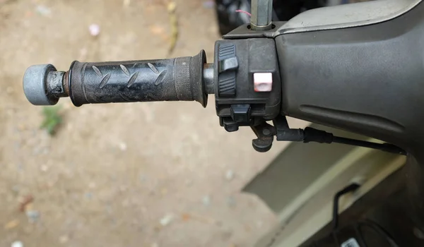 Feche Lado Esquerdo Punho Motocicleta Para Controlar Interruptor Controle Punho — Fotografia de Stock