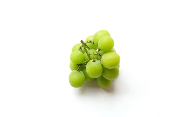 Bunch Fresh Green Shine Muscat Vitis Vinifera Grape Leaf Isolated — стоковое фото