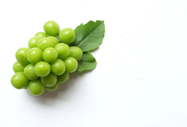 Ramo Uva Fresca Sweet Green Shine Muscat Vitis Vinifera Hoja — Foto de Stock