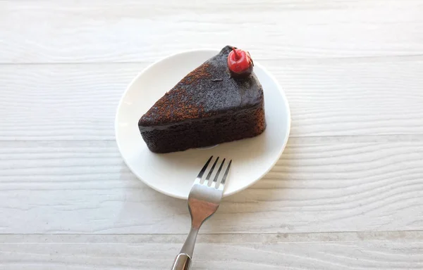Top View Ana Flat Lay Part Layered Dark Chocolate Cake — Stock fotografie