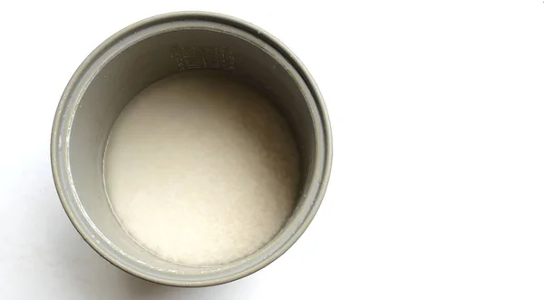 Hausmädchen Waschen Reis Einweichen Reis Den Reiskocher Wasser Reis Gießen — Stockfoto