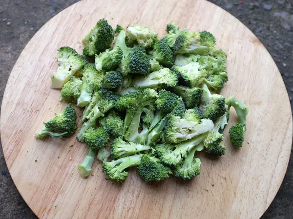 Vista Dall Alto Primo Piano Verdure Fresche Crude Broccoli Tagliate — Foto Stock