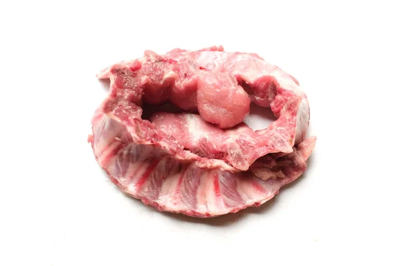 Fresh Raw Pork Ribs Raw Meat Bone Isolate White Backdrop — Stock Photo, Image