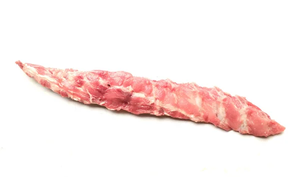 Frische Rohe Schweinerippchen Rohes Fleisch Knochen Isoliert Vor Weißem Hintergrund — Stockfoto