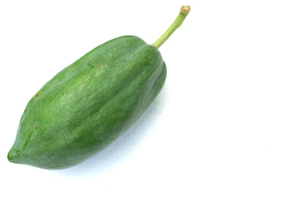 Frisches Grünes Rohgemüseunreif Grüne Papaya Papaya Mit Scheibe Und Zur — Stockfoto