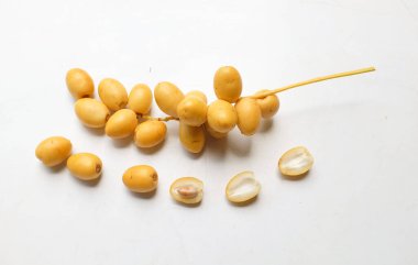 Palmiye ağaçlarının meyveleri... Dactylifera ya da salkımlı hurma ağaçları...