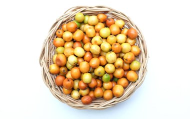 Birkaç küçük jujube (Ziziphus mauritiana Lam), jujujube, Chinese jube, Indian jujujube.. 