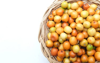 Birkaç küçük jujube (Ziziphus mauritiana Lam), jujujube, Chinese jube, Indian jujujube.. 