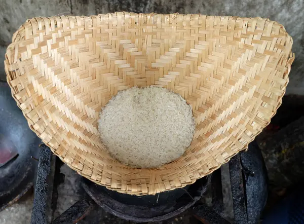 Top View Close Old Thai Sticky Rice Steamer Pot Stove — Fotografia de Stock