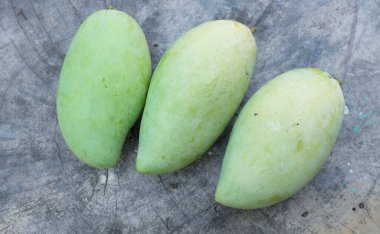 taze çiğ organik mango altın, mango nam dok mai mango, barakuda mango, (Mangifera indica Linn) tahta tahtada yaprak izole edilmiş meyve kralı. Tropikal egzotik meyve ve sağlıklı meyve