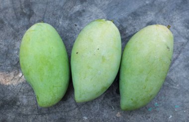 taze çiğ organik mango altın, mango nam dok mai mango, barakuda mango, (Mangifera indica Linn) tahta tahtada yaprak izole edilmiş meyve kralı. Tropikal egzotik meyve ve sağlıklı meyve