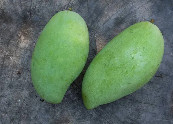 taze çiğ organik mango altın, mango nam dok mai mango, barakuda mango, (Mangifera indica Linn) tahta tahtada yaprak izole edilmiş meyve kralı. Tropikal egzotik meyve ve sağlıklı meyve