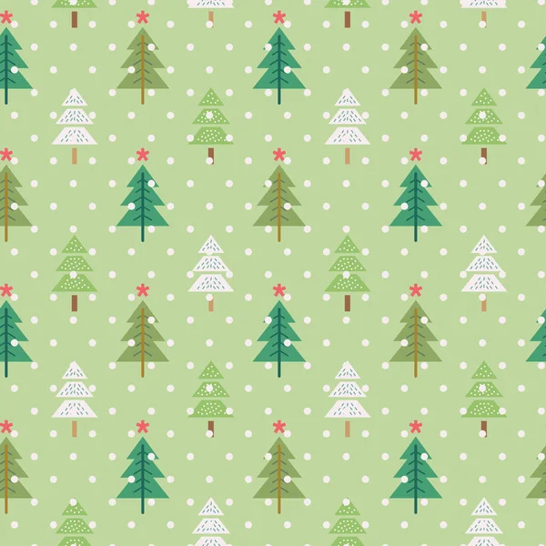 Векторные Пастельные Зеленые Рождественские Деревья Безseamless Повторяют Узор Фон Дизайн — стоковый вектор