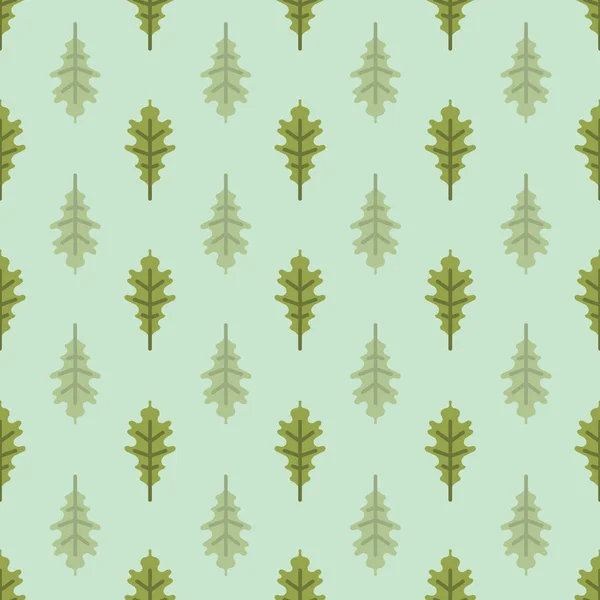 Векторно Зеленые Осенние Листья Дубовый Повторяющийся Фон Иллюстрация Дизайн Поверхности — стоковый вектор