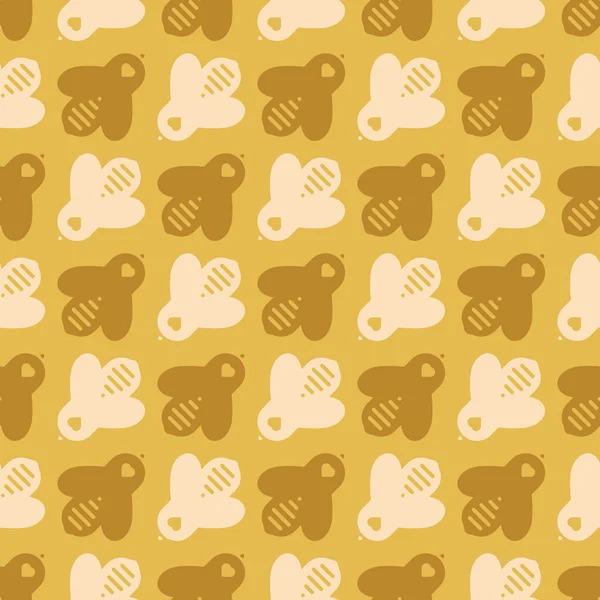 Векторные Золотые Медовые Пчелы Текстуры Повторяют Рисунок Фона Дизайн Поверхностных — стоковый вектор