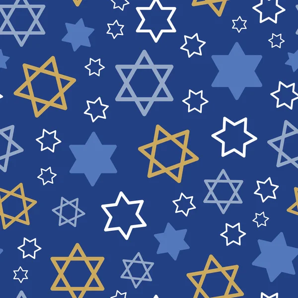Διανυσματικό Επαναλαμβανόμενο Μοτίβο Μπλε Λευκά Χρυσά Αστέρια Φόντο Hanukkah Blue — Διανυσματικό Αρχείο