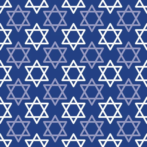 Vetor Padrão Repetição Com Estrelas Brancas Fundo Azul Hanukkah Estrela —  Vetores de Stock