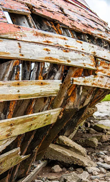 Casco Decomposição Barco Pesca Madeira Hastings Reino Unido — Fotografia de Stock