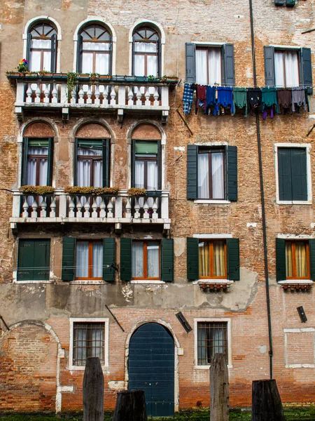 Ramen Doorgangen Van Overstroomde Stad Venetië Italië — Stockfoto