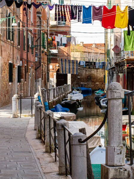 Straatscène Uit Overstroomde Straten Van Venetië Italië — Stockfoto