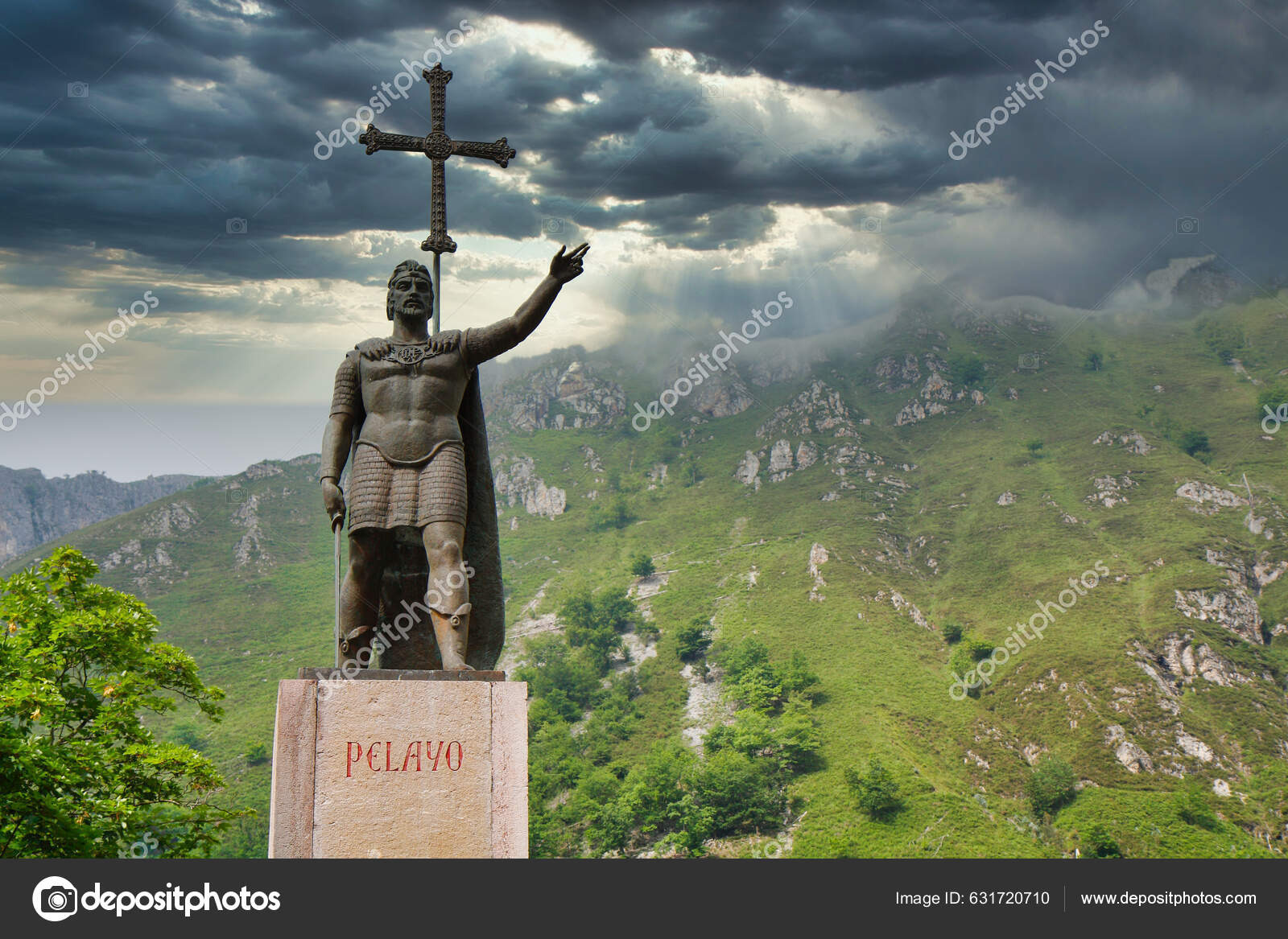 Statue Pelagius Asturias Known Spanish Pelayo Covadonga Village