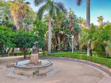 Nemf Çeşmesi, Malaga Parkı, Malaga Şehri, Ndalusia, İspanya, Avrupa
