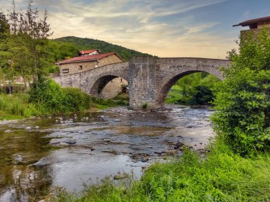 La Rabia Köprüsü, Zubiri Köyü, Saint James Yolu, Navarre, İspanya, Avrupa