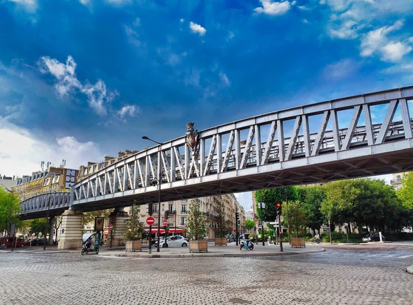Paris Fransa Ağustos 2023 Pont Metro Cambronne — Stok fotoğraf