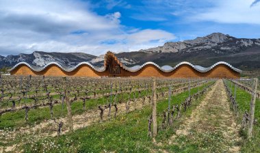 Laguardia, Alava, İspanya; 28 Mart 2024: Santiago Calatrava 'nın La Rioja Alavesa' daki şaraphanesi