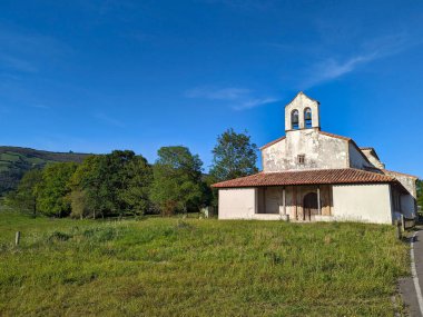 Santiago de Sariego church, Moral village, Sariego, Comarca de la Sidra, Asturias, Spain clipart