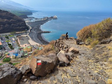 Tazacorte village and beach seen from GR131 track, La Palma island, Canary Islands, Spain, Europe clipart