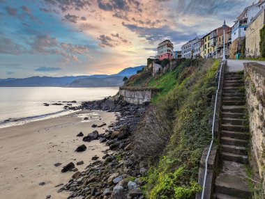 Lastres fishing village and beach, Asturias, Spain, Europe clipart