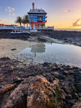 Casa Juanita or blue house, Arrieta village, Haria municipality, Lanzarote, Spain clipart