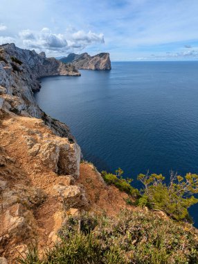 Formentor Burnu, Mallorca, Balearic Adaları, İspanya 'dan Majorcan kıyı şeridi manzarası