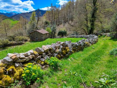La Rebollada Köyü yakınlarındaki kulübe, Somiedo Doğal Parkı ve Biyosfer Rezervi, Asturias, İspanya, Avrupa