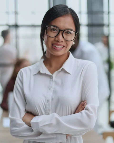 stock image Young beautiful Asian business woman consultant working in the office,