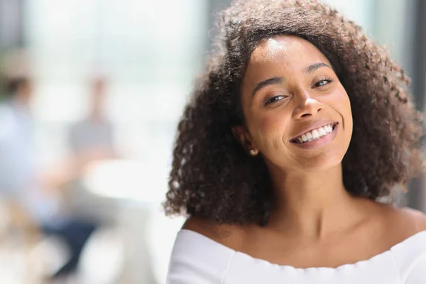 Portrait African American Young Business Woman Working Office — Stockfoto