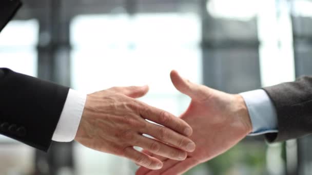 欢迎洽谈业务 商人握手 欢迎握手 企业问候之手 — 图库视频影像