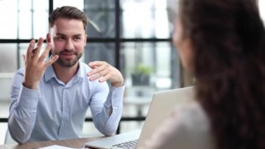 confident seeker broker speak to customer make business offer