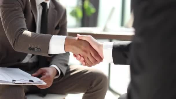 Cropped View Businessman Shaking Hands Colleague — Stock video