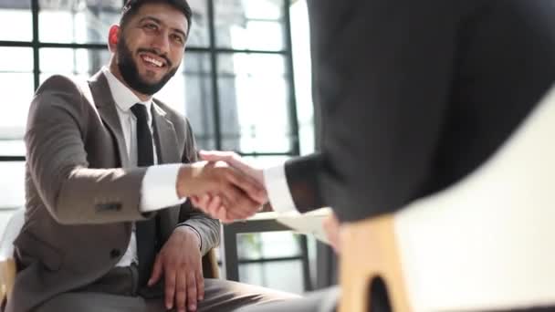 Cropped View Businessman Shaking Hands Colleague — Video