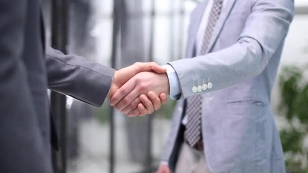 Cropped View Two Businessmen Shaking Hands Each Other — Stock Video